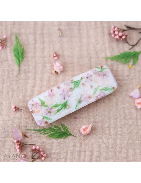 Barrette en resine epoxy fleurs stabilisees LEONIE