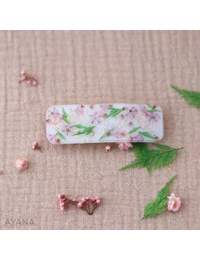 Barrette en resine epoxy fleurs stabilisees LEONIE