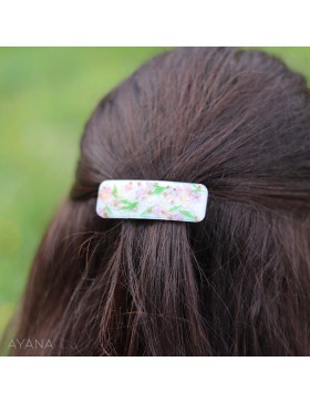 Barrette en resine epoxy fleurs stabilisees LEONIE