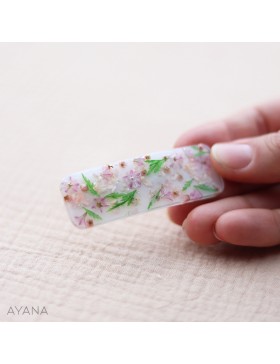 Barrette en resine epoxy fleurs stabilisees LEONIE