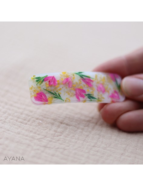 Barrette en resine fleurs stabilisees BAYA Barrette en resine fleurs stabilisees BAYA