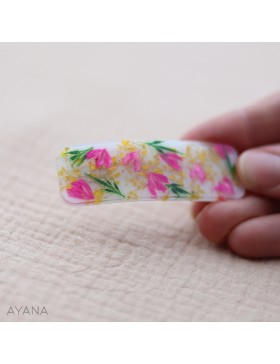 Barrette en resine fleurs stabilisees BAYA