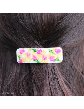 Barrette en resine fleurs stabilisees BAYA